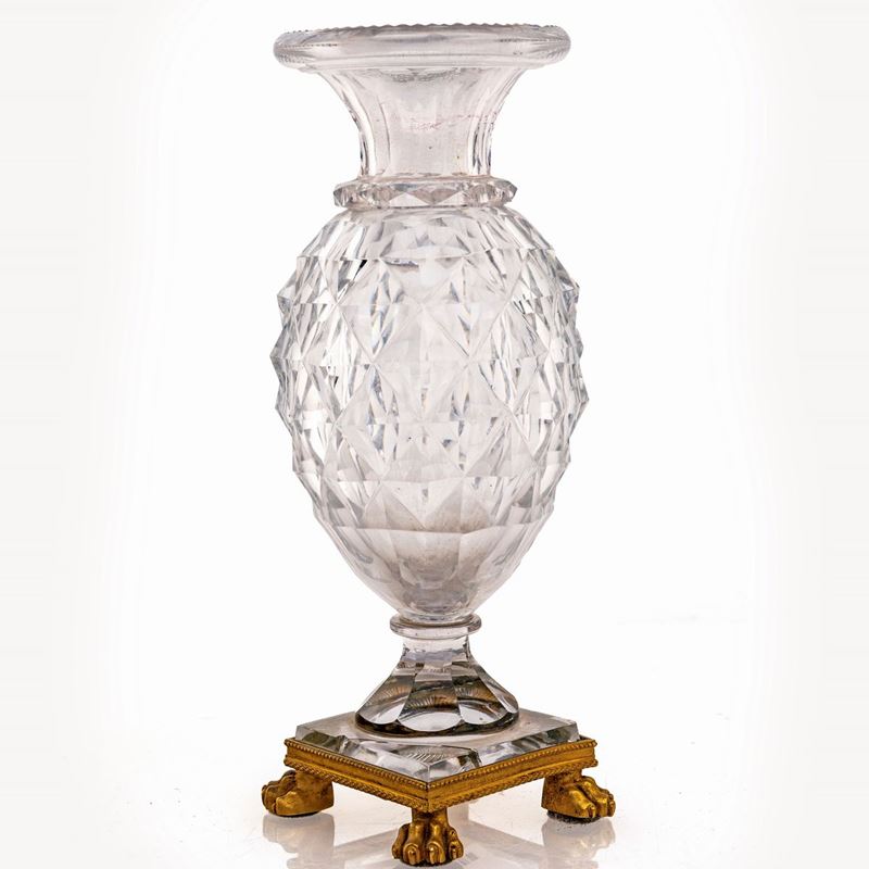 Vasetto in Cristallo e Bronzo Dorato, Francia, XIX Secolo