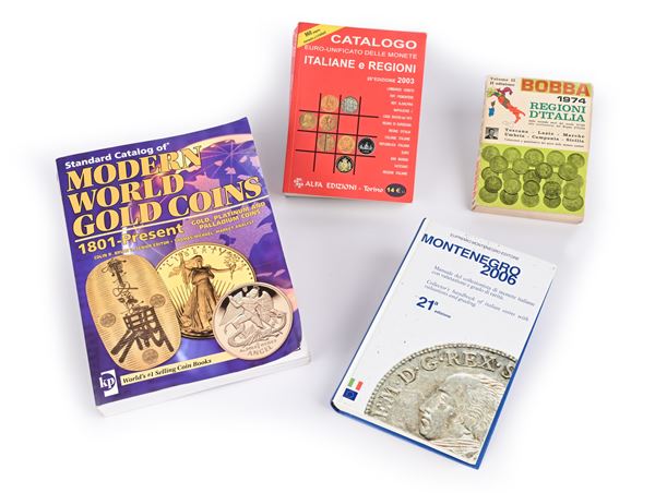 4 Volumi di numismatica: Standard Catalogue of Modern World Gold Coins 1801 to present, Edizione 2007; Catalogo Euro Unificato monete Italiane e Regioni Edizione 2003; Montenegro Edizione 2006; Bobba Regioni d'Italia Edizione 1974