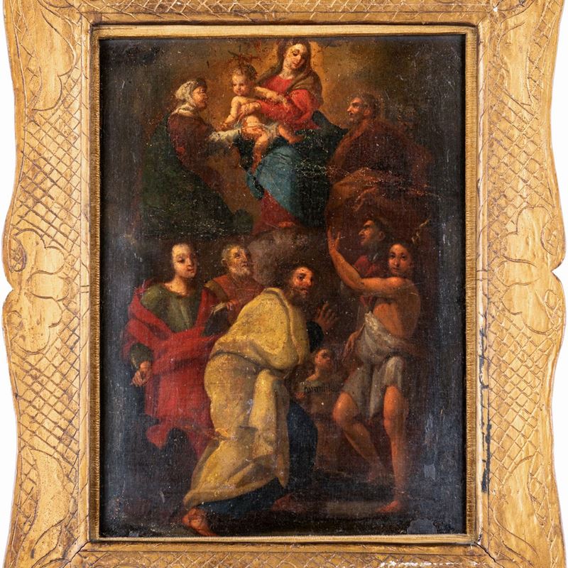 Scuola Romana del XVIII Secolo - Madonna con Gesù e Santi
