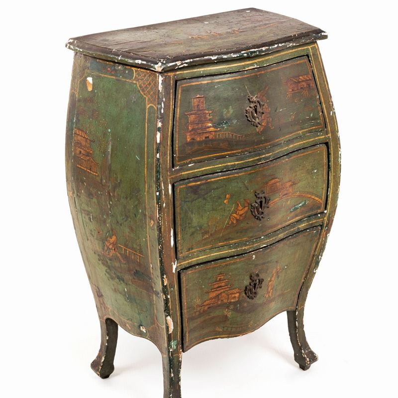 Comodino in Legno Laccato Verde, XIX Secolo