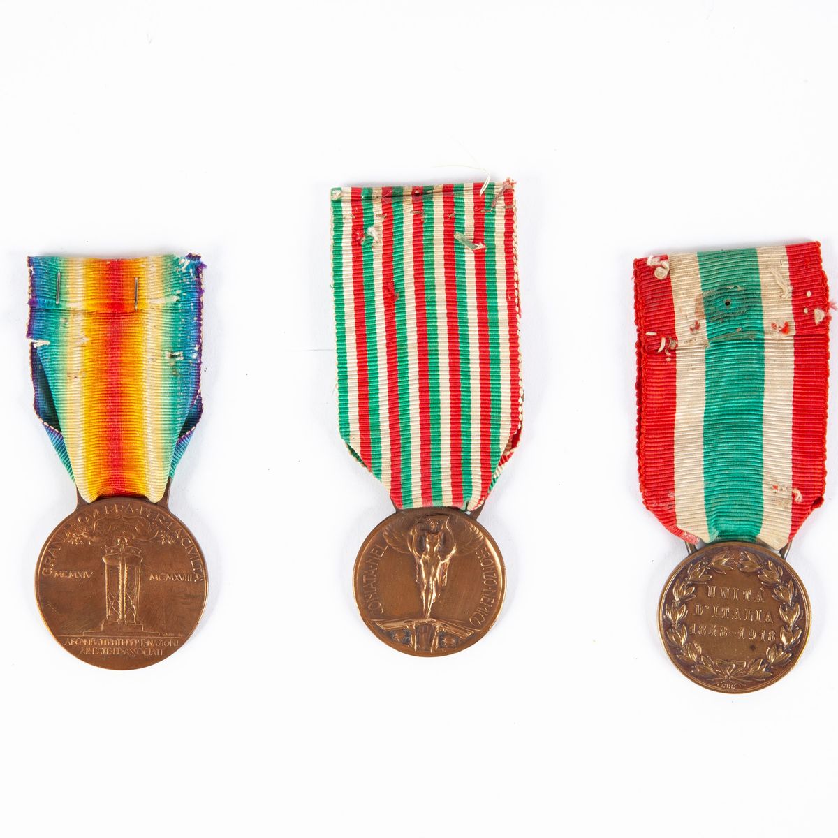 Lotto di 3 Medaglie in Bronzo: per le Guerre D'unità D'italia 1948-1918; per la Prima Guerra Mond...