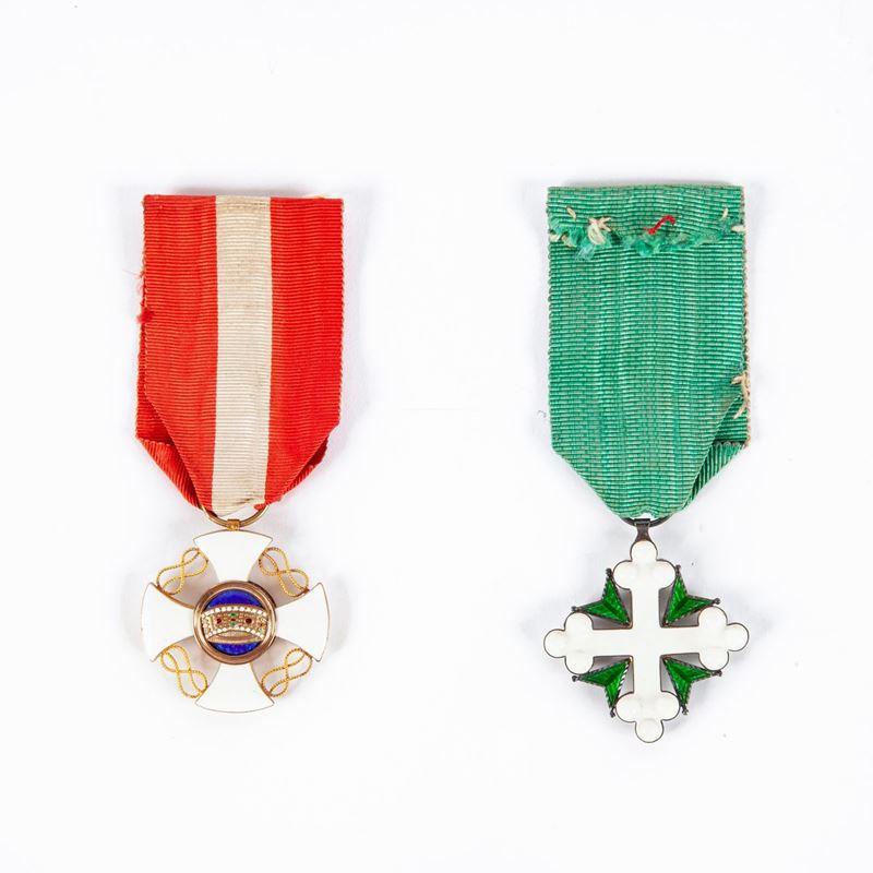 Croce da Cavaliere Dell'ordine della Corona D'italia e Croce Dell'ordine dei Santi Maurizio e Laz...