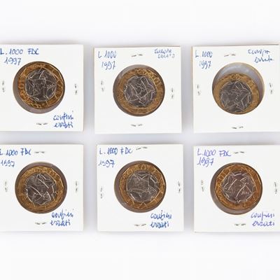 Lotto 10 Monete da 1.000 Lire 1997 con Confini Errati Dell'europa
