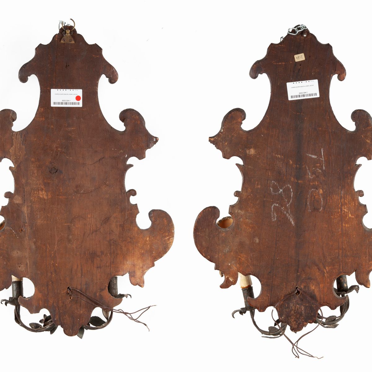 Coppia di Applique in Legno Dipinto, Inizi del XIX Secolo