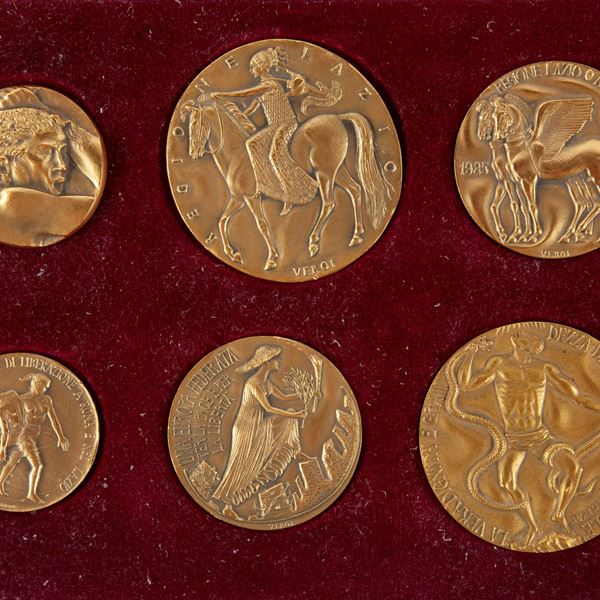 Guido Veroi - Guido Veroi - 6 Medaglie della Regione Lazio in bronzo dorato