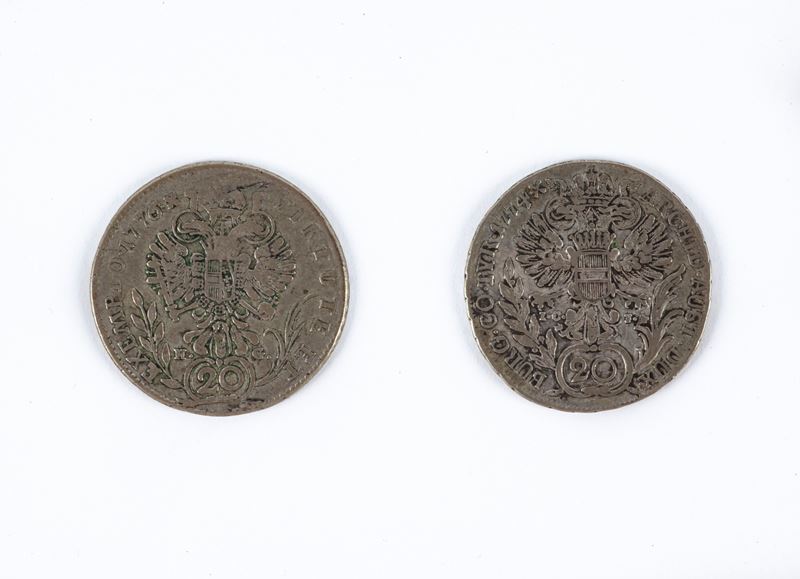 20 Kreuzer Aquila con Scudo Austriaco Ic-fa Vienna 1774 Maria Teresa / 20 Kreuzer e Karlsburg 177...