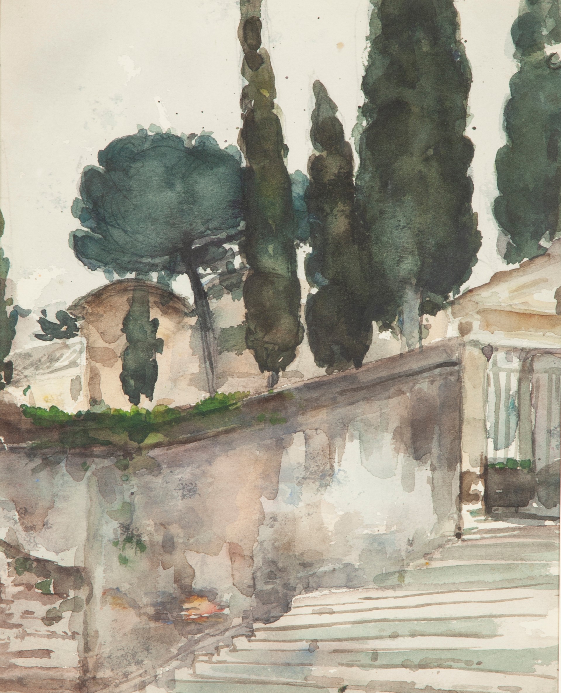 Pittore del XIX Secolo, Giulio Brunacci - Scorci di Roma - Coppia di Acquerelli