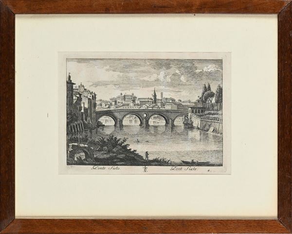 Mariano Vasi - Mariano Vasi - Lotto di 2 incisioni: Ponte Sisto; Porto di Ripa Grande