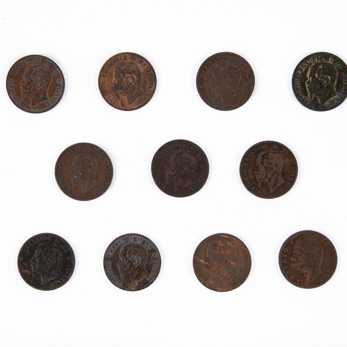 Lotto 11 Monete da 10 Centesimi Vittorio Emanuele II Regno D'italia 1862m; 1863 Parigi 2 Esemplar...