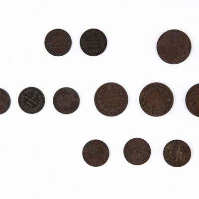 Lotto 12 Monete Vittorio Emanuele II Regno D'italia: 5 Centesimi 1861m; 1862n 2 Esemplari; 1867n;...