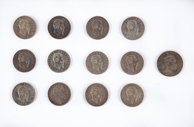 Lotto 12 Esemplari da 5 Lire Vittorio Emanuele II e Umberto i Regno D'italia: 1871 M (2 Esemplari...