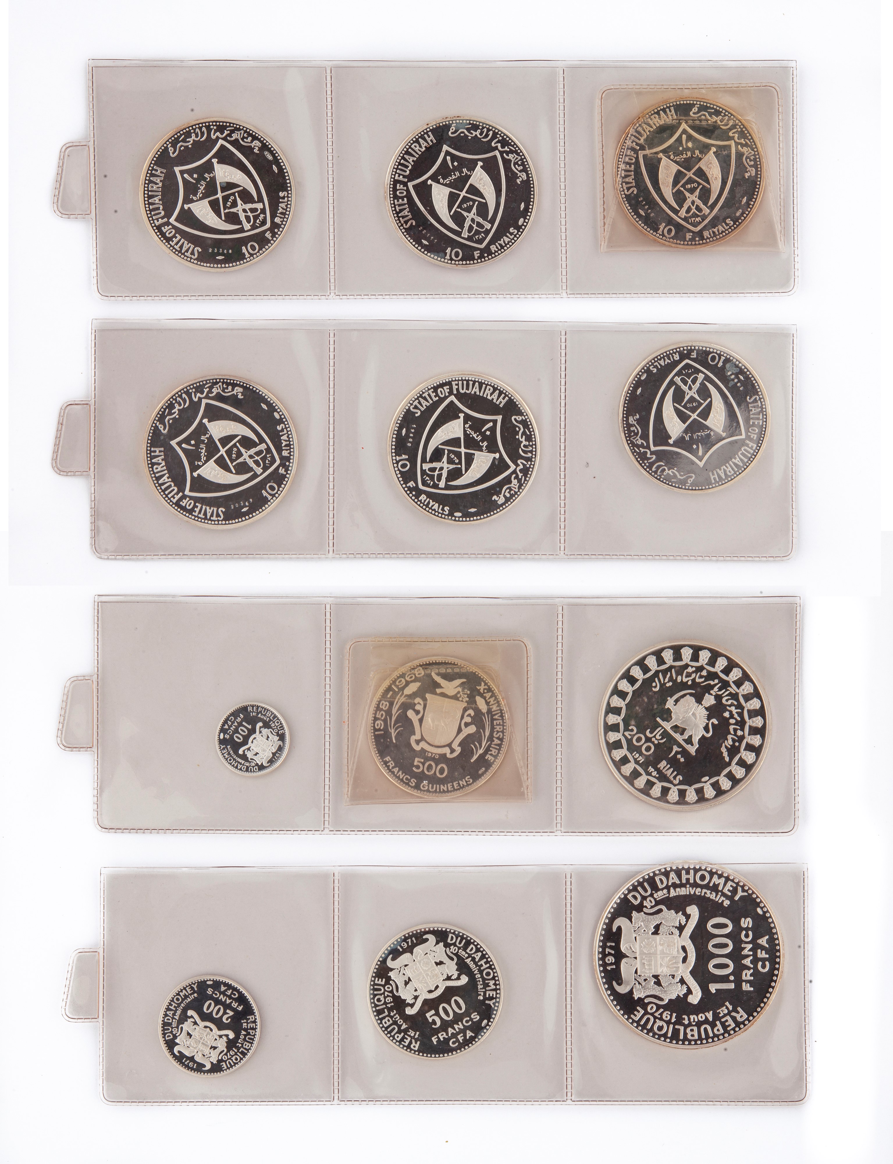 Lotto di Monete Estere Proof: 1.000, 500, 200, 100 Franchi 1970 Benin (dahomey); 500 Franchi 1970...