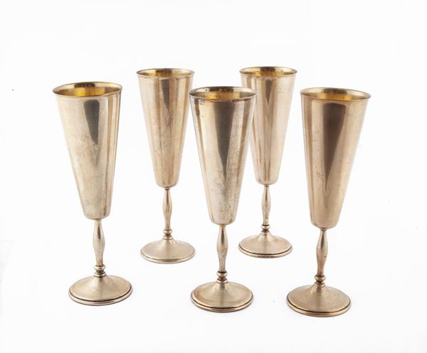 Sei calici flute in argento