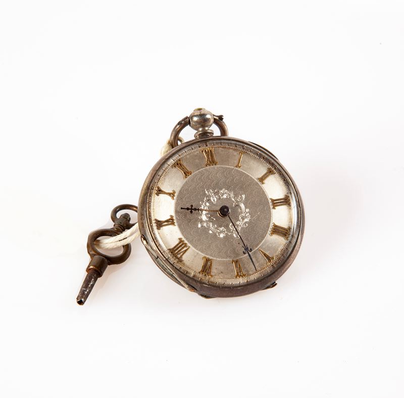 Gindrat & Cie - Orologio da Tasca in Argento 925/000, Meccanica a Cilindro e Carica con Chiavetta...