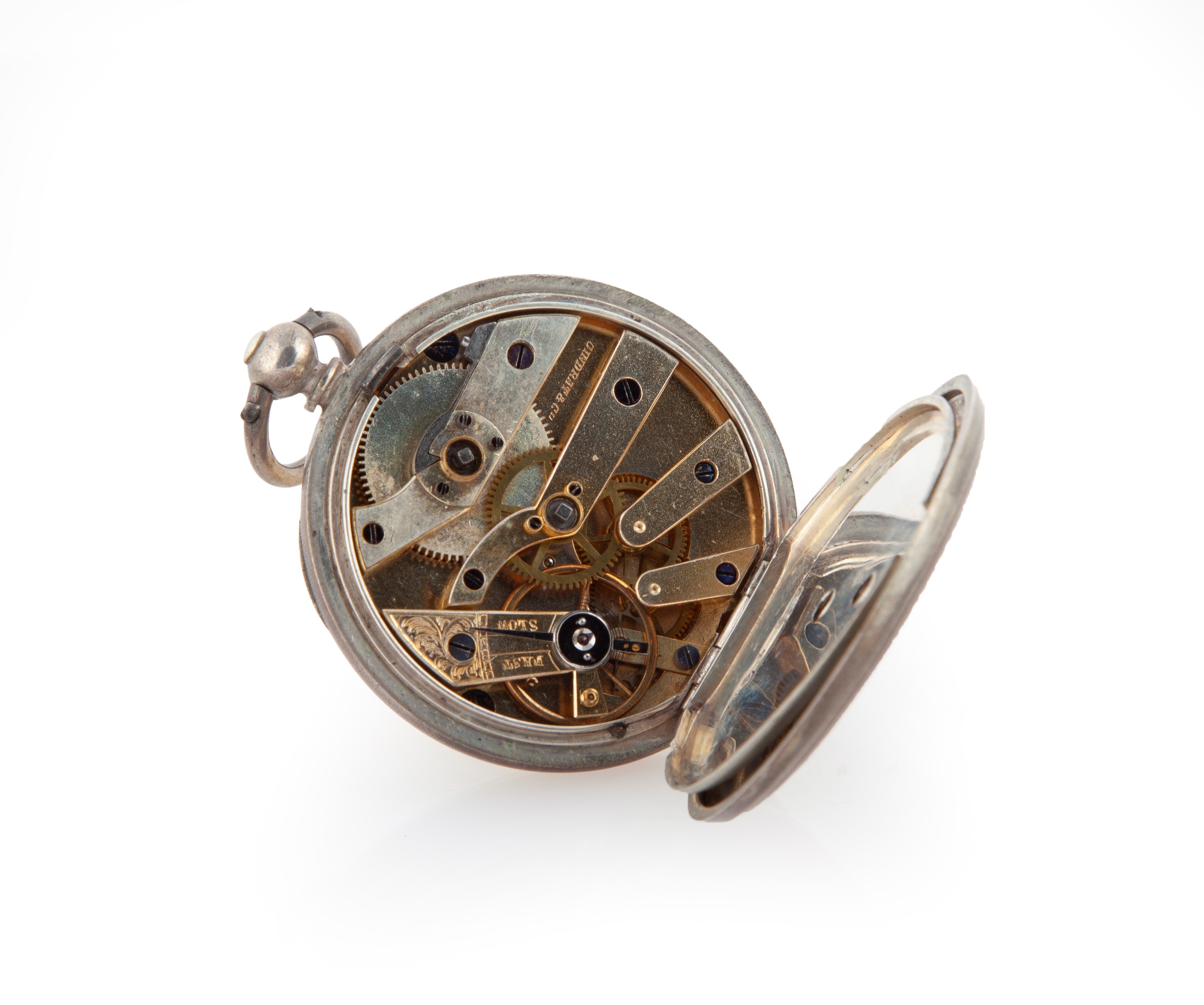 Gindrat & Cie - Orologio da Tasca in Argento 925/000, Meccanica a Cilindro e Carica con Chiavetta...