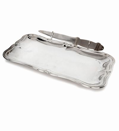 Vassoietto Portalettere in Argento con Tagliacarte