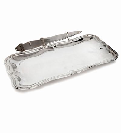 Vassoietto Portalettere in Argento con Tagliacarte