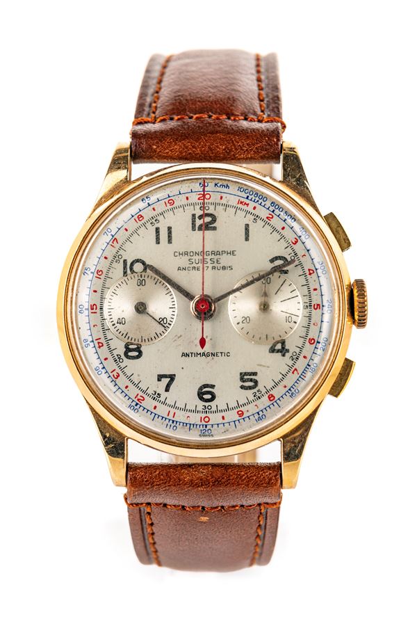 Orologio cronografo in oro Cronographe Suisse  (Anni '50)  - Asta Importanti Orologi da Polso e da Tasca - Casa d'Aste Arcadia