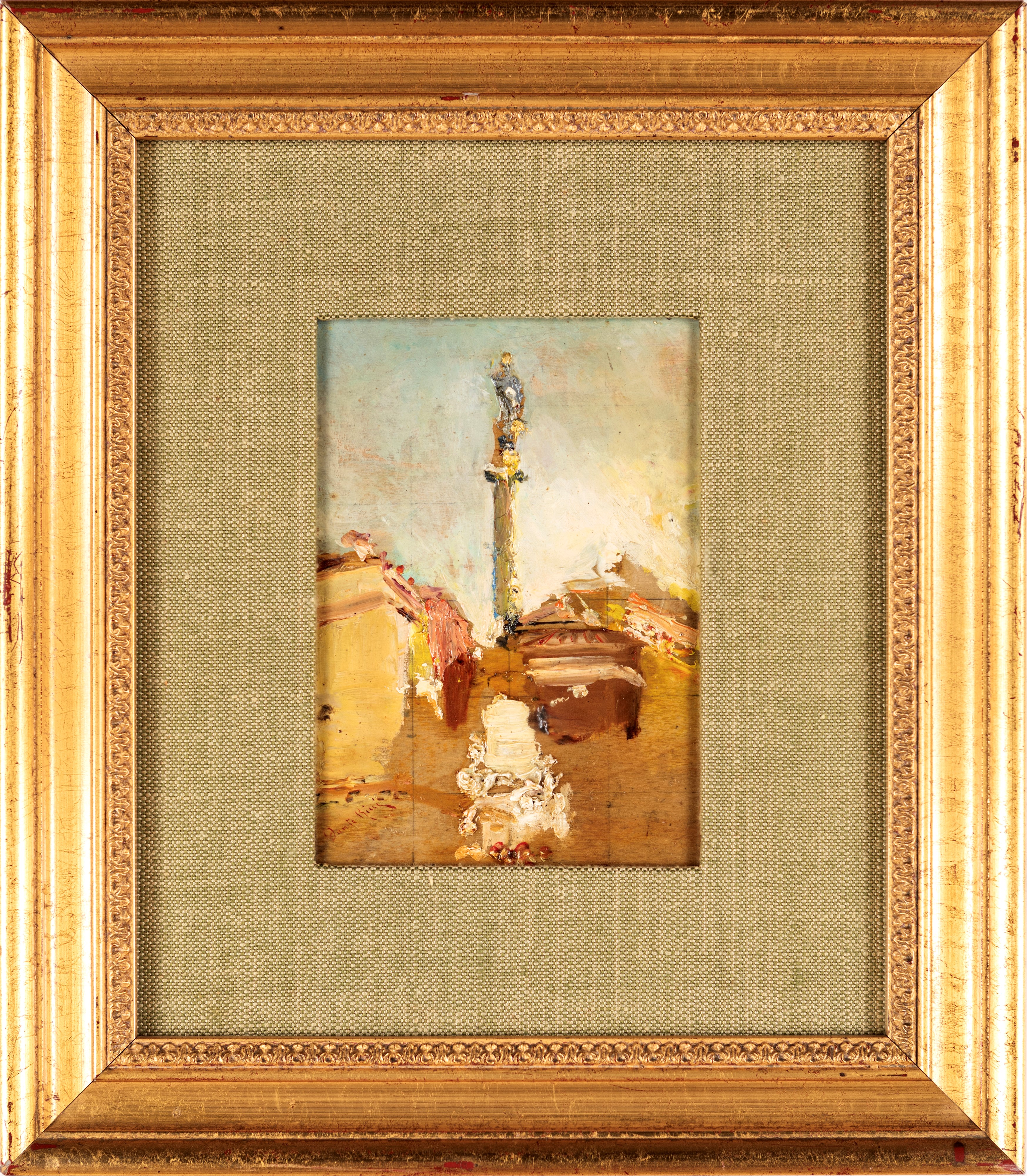 Colonna dell'Immacolata a Piazza Mignanelli; Veduta di Castel Sant'Angelo - coppia di dipinti