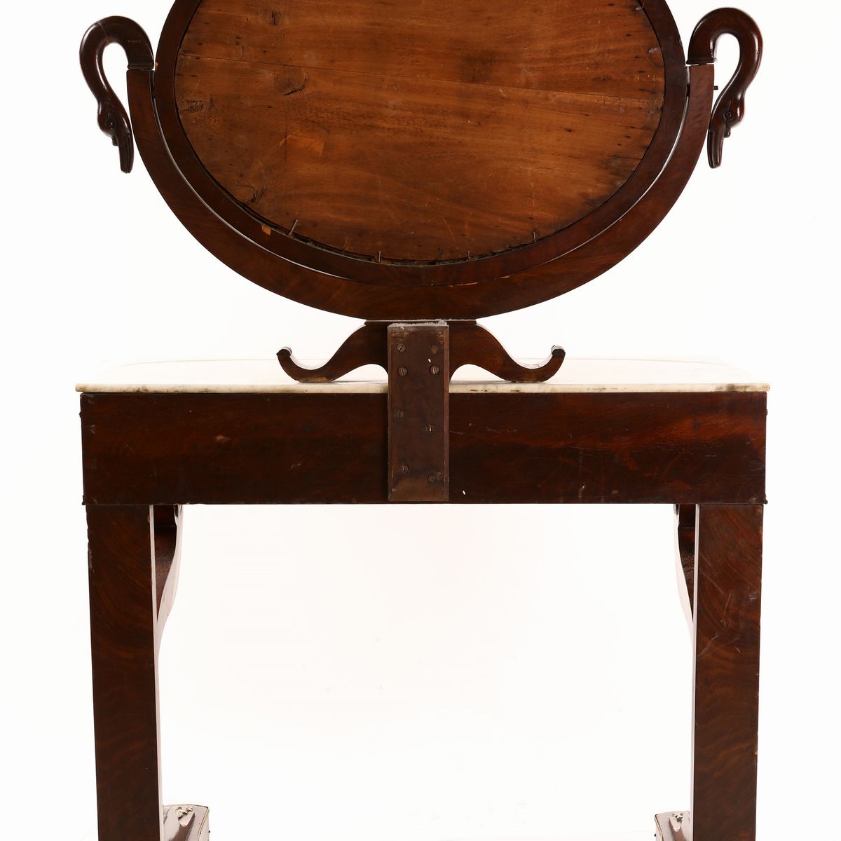 Toletta in Mogano D'epoca Impero con Finiture Ornamentali in Bronzo Dorato