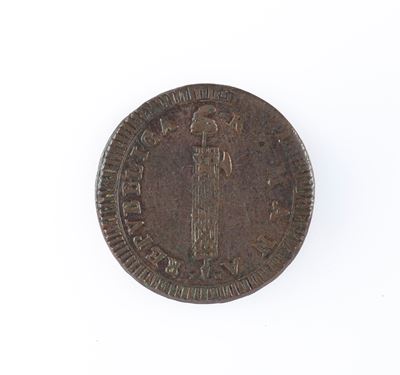 2 Bajocchi del 9° Tipo Prima Repubblica Romana Variante con Lettere Incisore t.M. (tommaso Mercan...