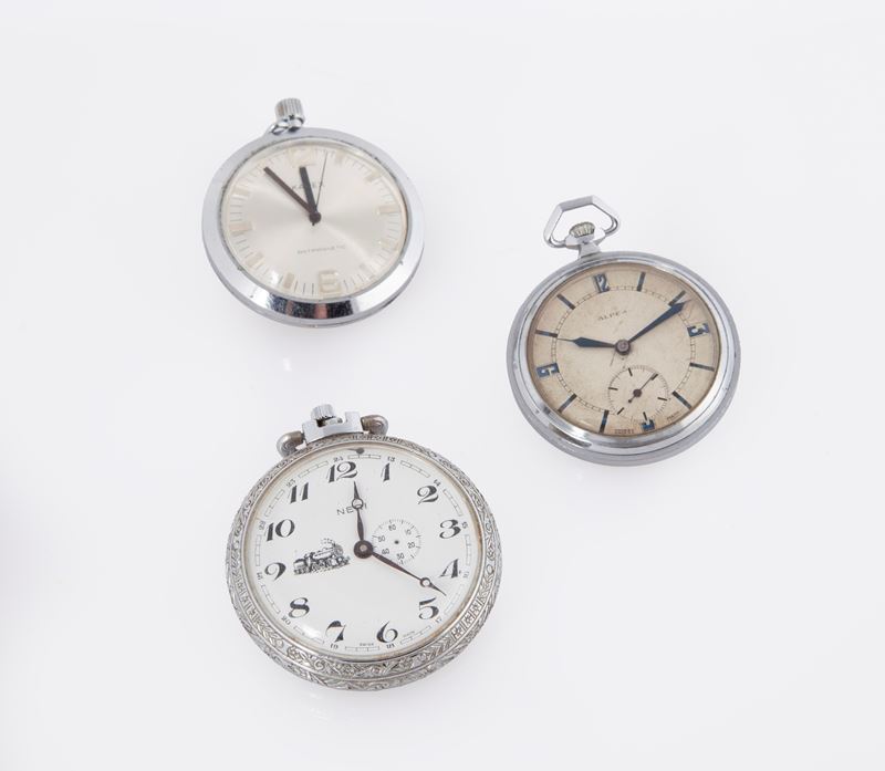 Alpes - Orologio da Tasca da Uomo a Carica Remontoir in Metallo Cromato Anni '30/'40