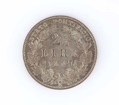 2 1/2 Lire a.XXI 1867 Roma Pio IX (1846-1878) Stato Pontificio
