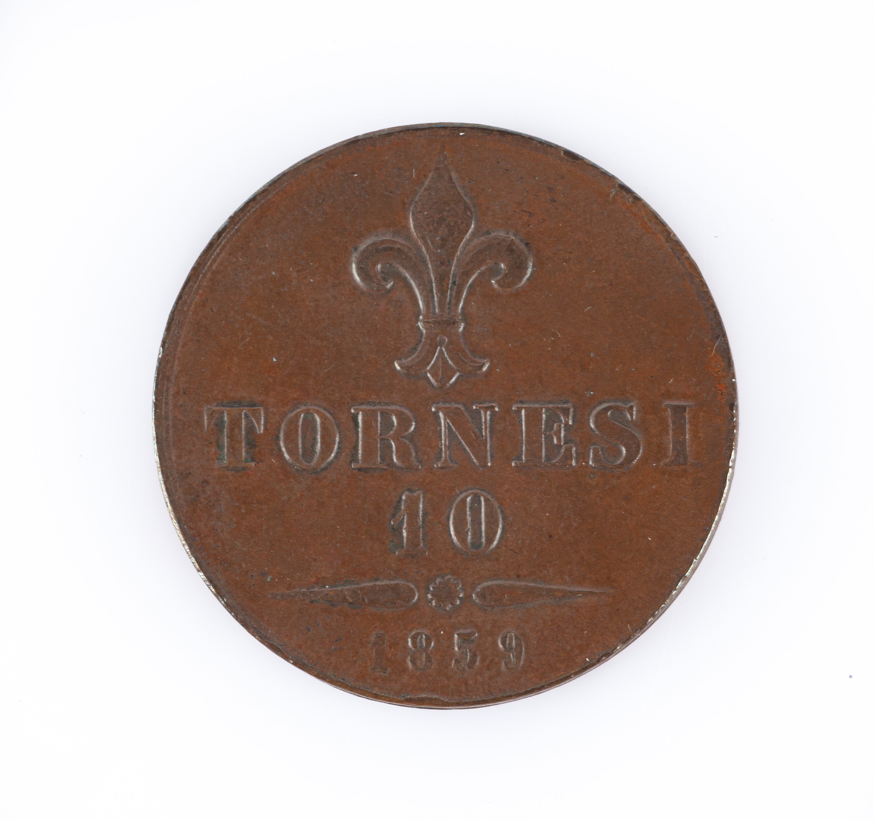 10 Tornesi 1859 Napoli Francesco II di Borbone Regno delle Due Sicilie