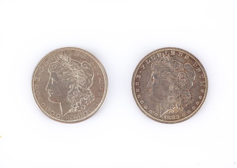 2 Monete da 1 Dollaro Morgan 1883 o e 1921 - Usa