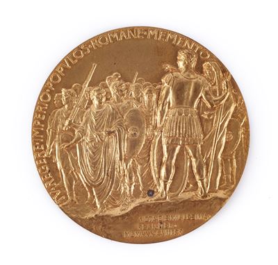 Medaglia di Bronzo Dorato Uniface 1930 - Tu Regere Imperio Populos Romane Memento Vota Bis Milles...