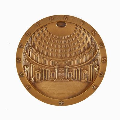 Grande Medaglia di Bronzo Dell'ipsz Raffigurante L'interno del Pantheon di Roma