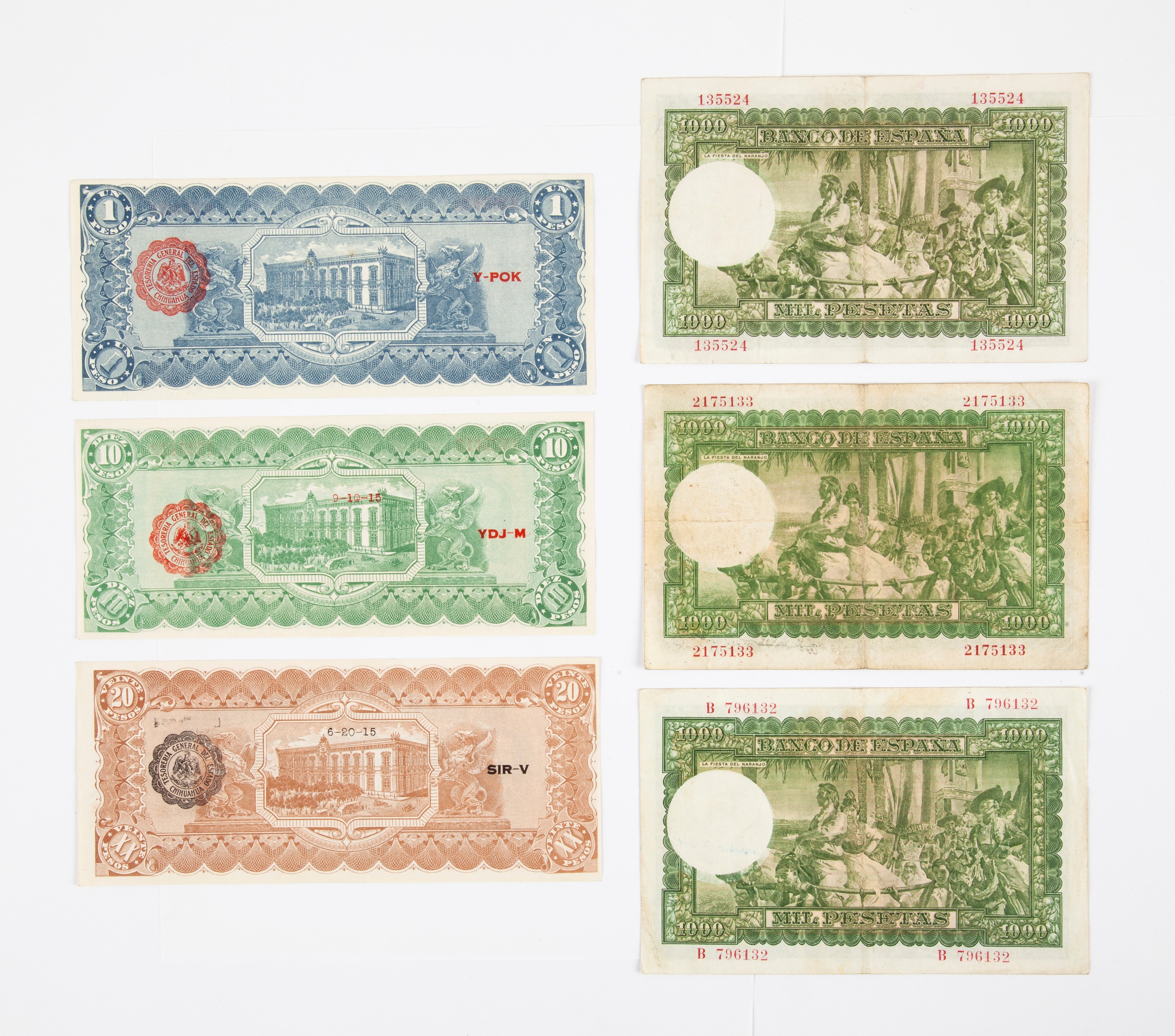 Lotto di Cartamoneta: 3 Esemplari 1.000 Pesetas Joaquin Sorolla 31/12/1951, Serie 135524; 2175133...