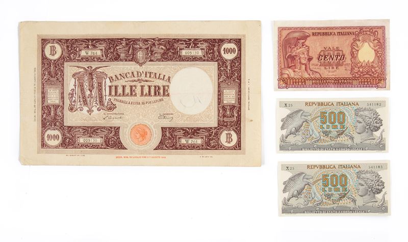 Lotto di Cartamoneta Repubblica Italiana: 1.000 Lire Barbetti Grande M 22 Luglio 1946 Einaudi-urb...