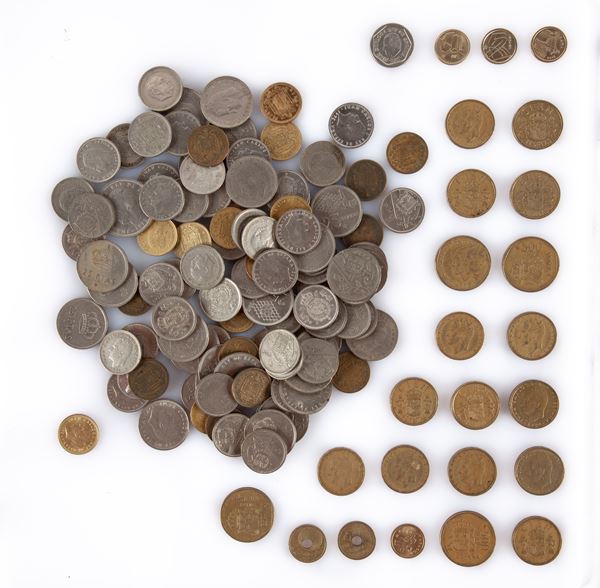 Lotto di monete di metallo vile XX secolo Regno di Spagna 