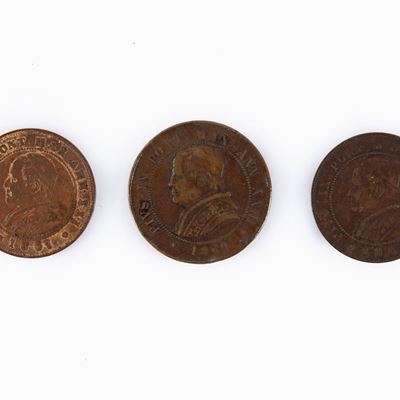 Lotto 5 Monete Stato Pontificio: 4 Soldi 1869 a.XXIII Roma; 2 Soldi 1866 Anno XXI (variante Cent....