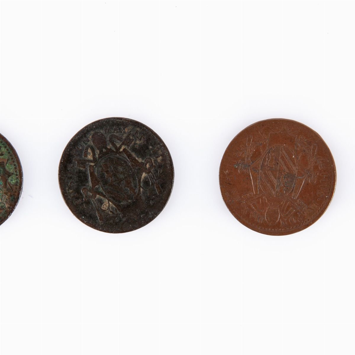 Lotto di 4 Monete Stato Pontificio: Mezzo Bajocco 1848 a.III (variante Ann) Roma; Mezzo Bajocco 1...