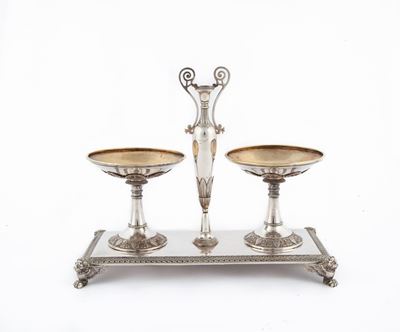 Saliera a Due Vaschette in Argento 950, Parigi 1798, Argentiere Philippe Jean Baptiste Houges