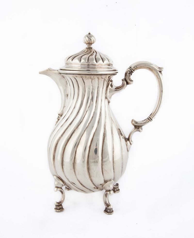 Caffettiera in Argento a Torchon, Germania, Fine XIX/inizi XX Secolo