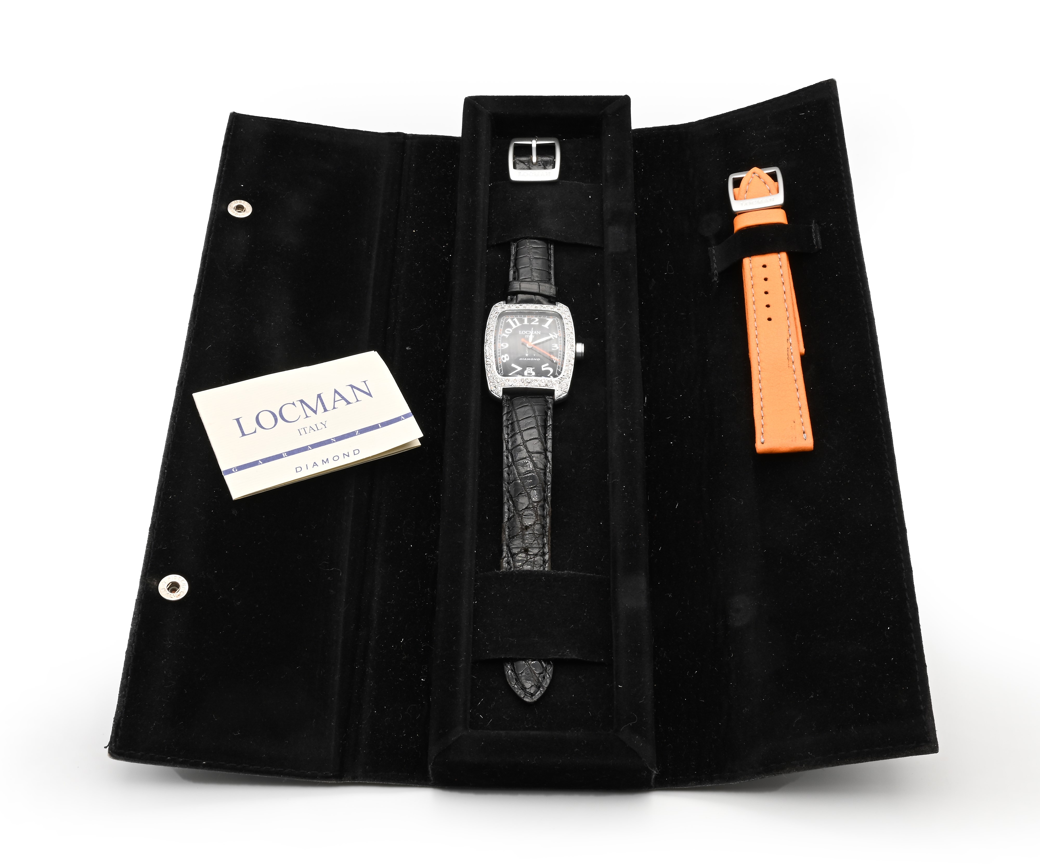 Locman Diamond Ref. 488 - Orologio da polso al quarzo con datario in alluminio con brillantini