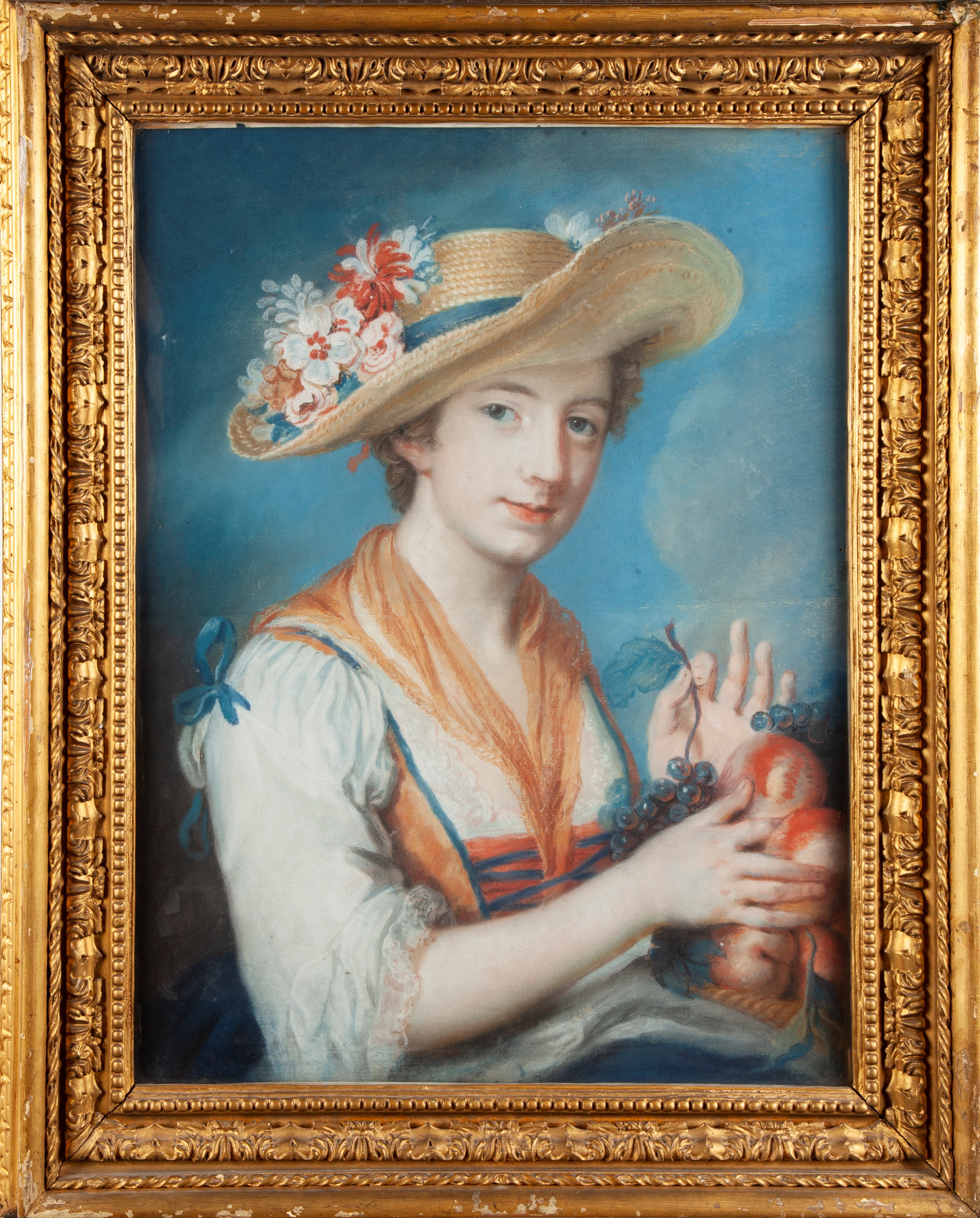 Scuola Francese del XVIII Secolo - Ritratto di Fanciulla con Cappello
