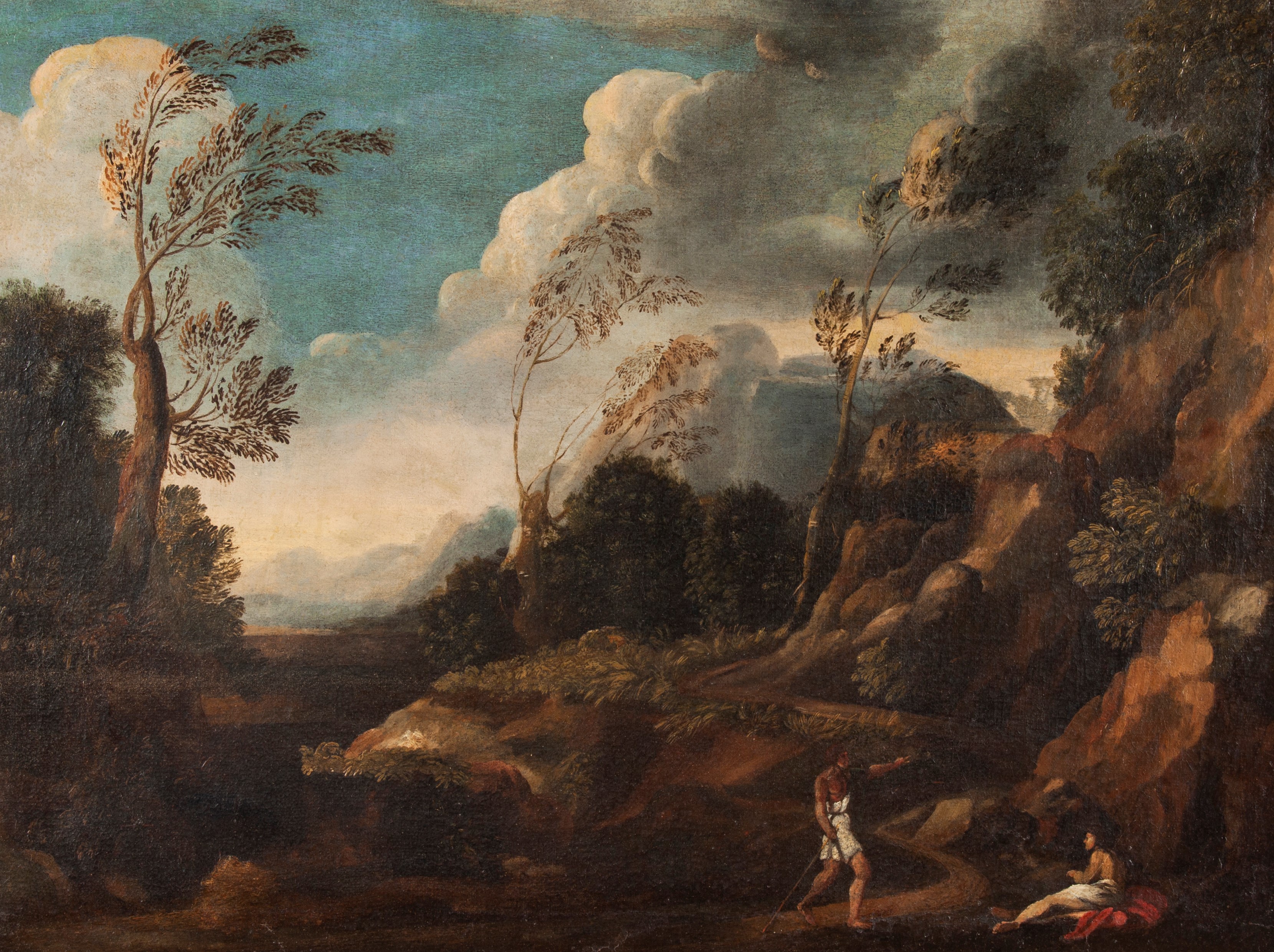 a) Paesaggio arcadico con figure b) Pastore con gregge