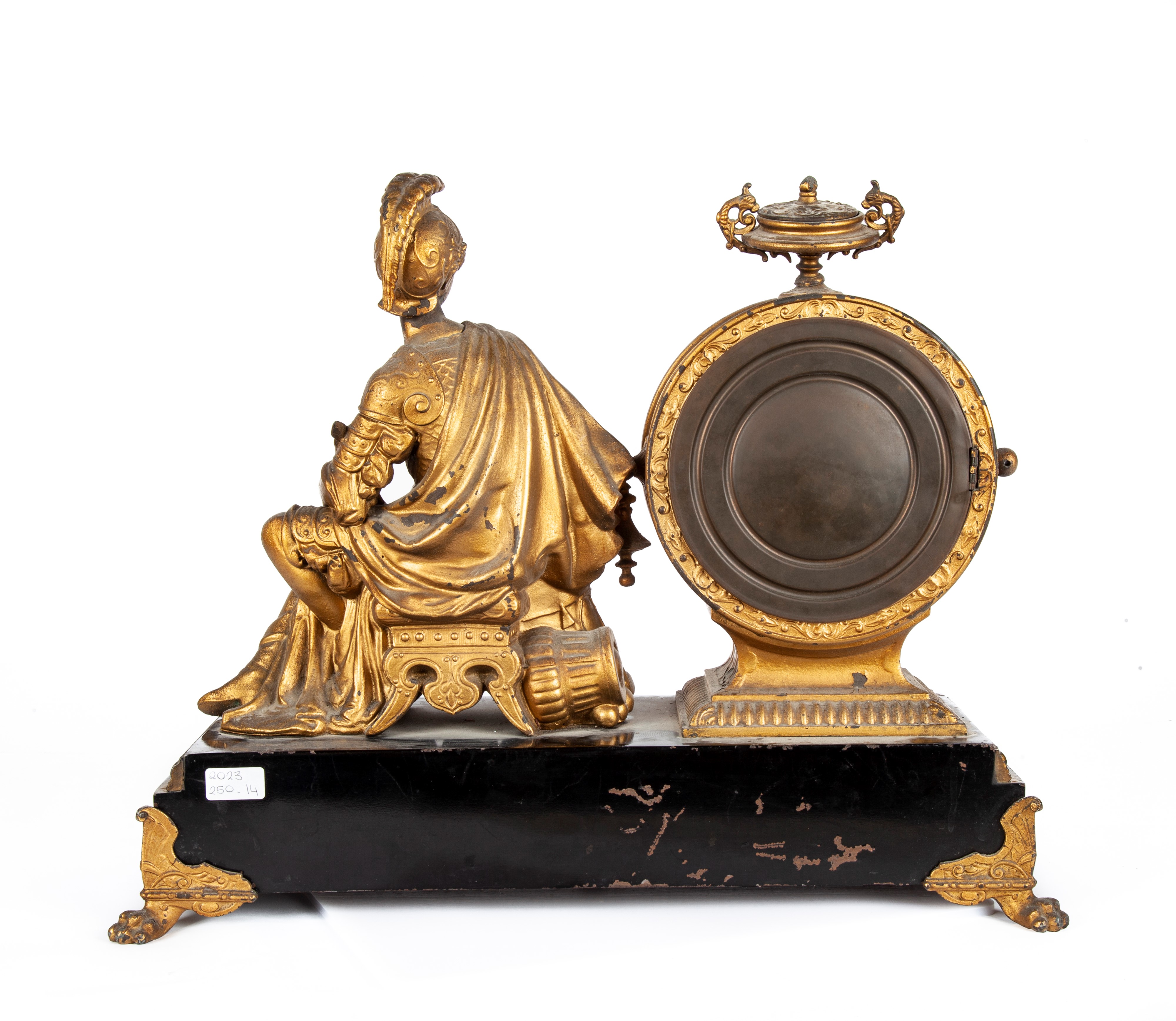 Orologio da Camino in Metallo Dorato, Ansonia Clock Company, Stati Uniti D'america, Seconda Metà ...