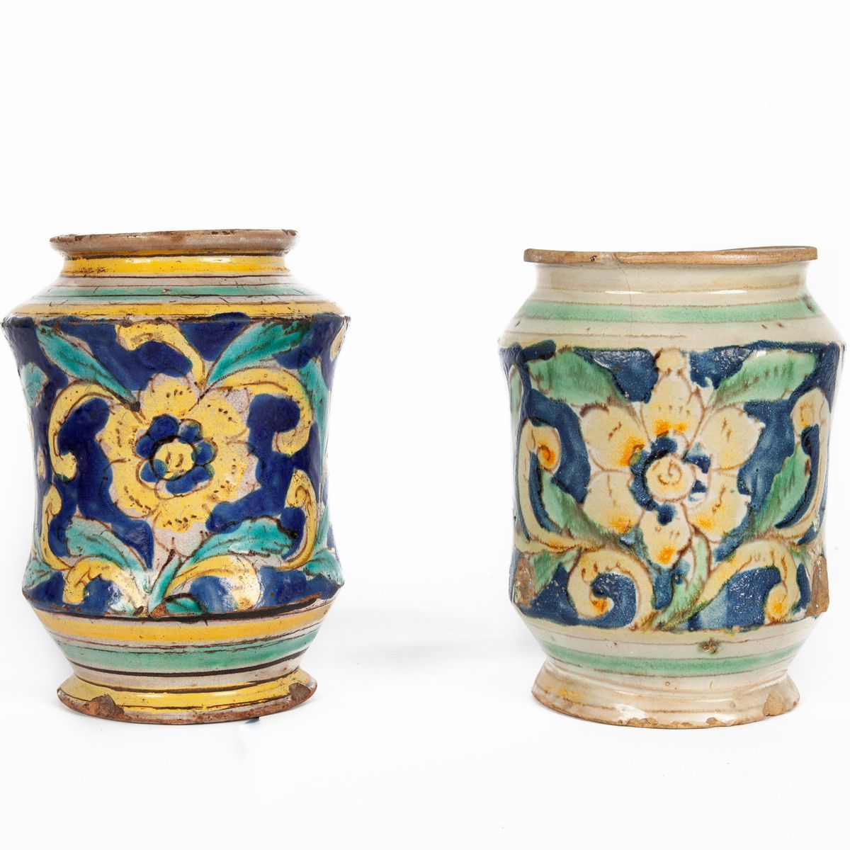Due Albarelli in Maiolica Policroma, Italia Meridionale