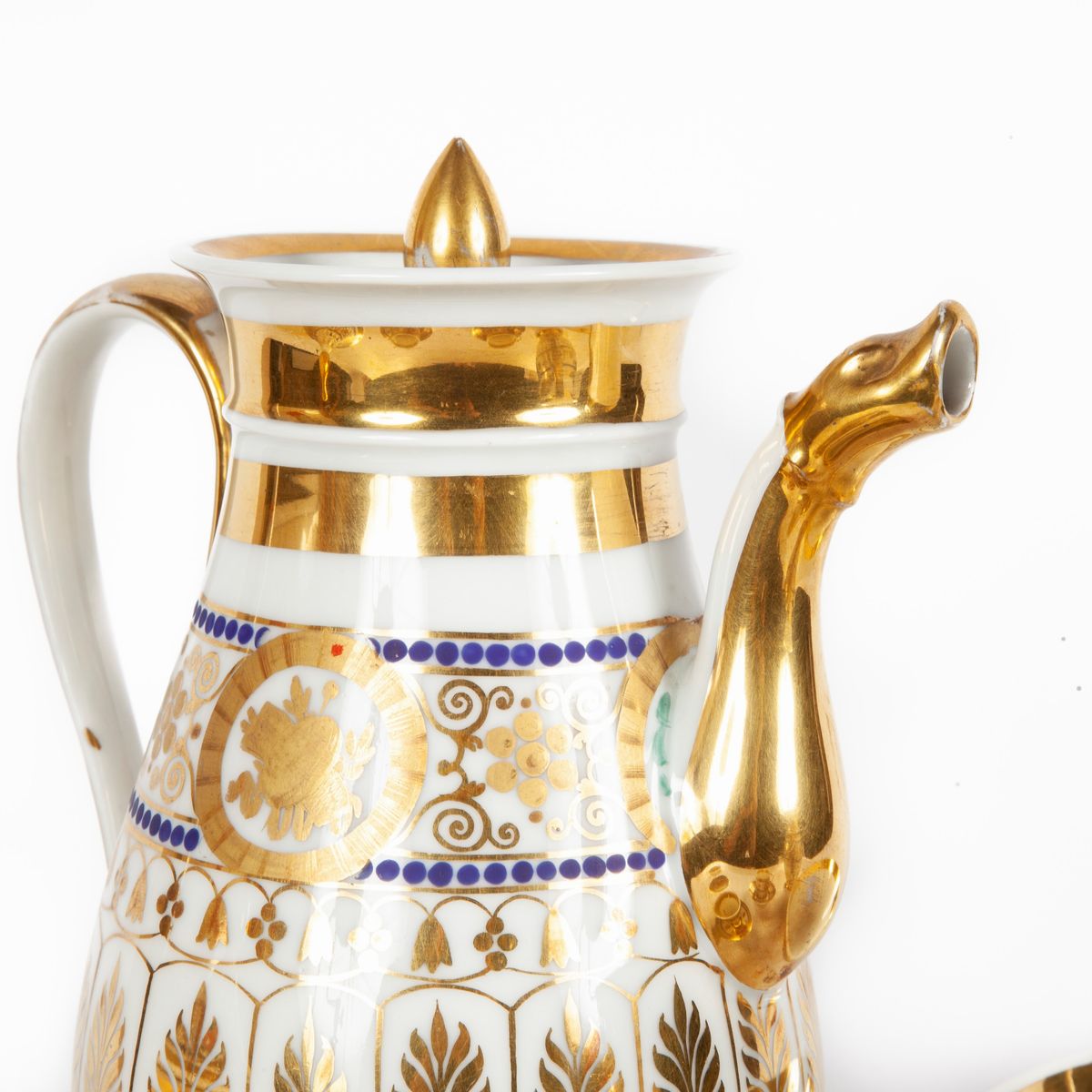 Servizio da Caffè in Porcellana Bianca e Oro, XIX Secolo
