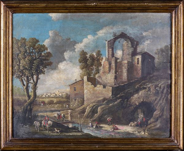 Pittore del XVIII secolo - Veduta Campestre