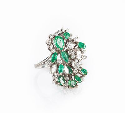 Anello in Oro Brillanti e Smeraldi