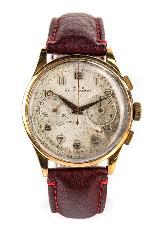 Orologio da polso Agir Watch cronografo in oro  (Anni '50)  - Asta Importanti Orologi da Polso e da Tasca - Casa d'Aste Arcadia