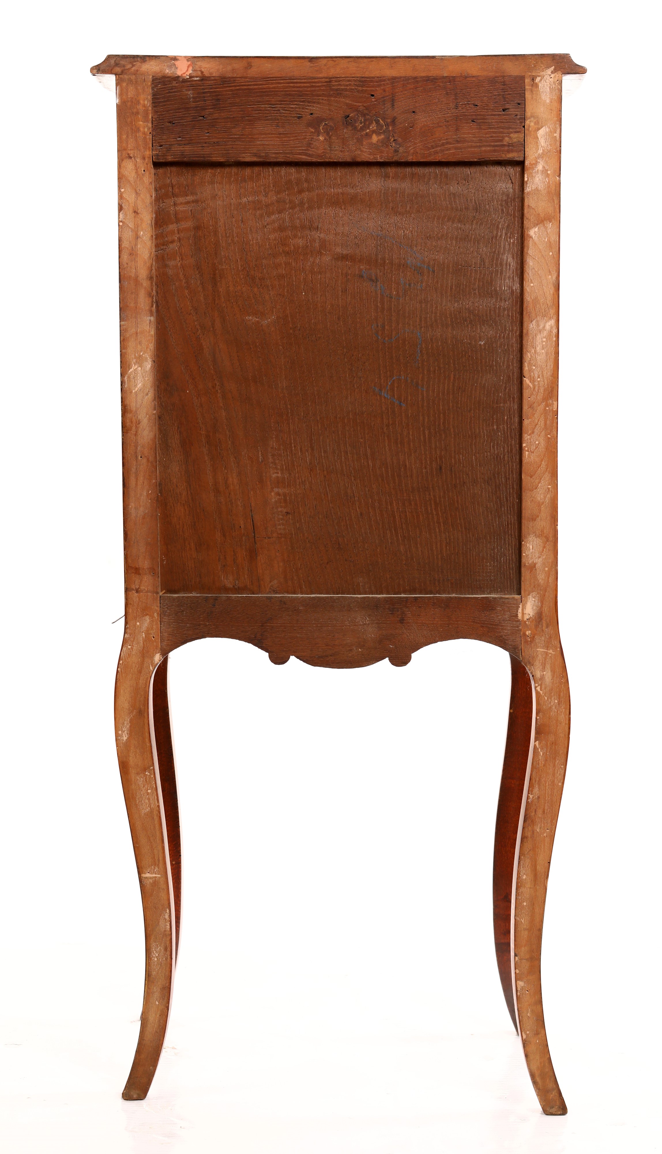 Piccolo mobile in legno con intarsi in rame e madreperla, inizi del Novecento