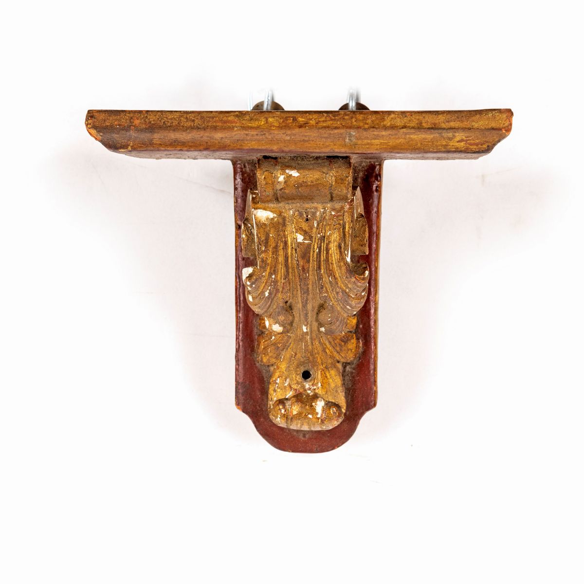 Coppia di Piccole Mensole in Legno Dipinto e Dorato