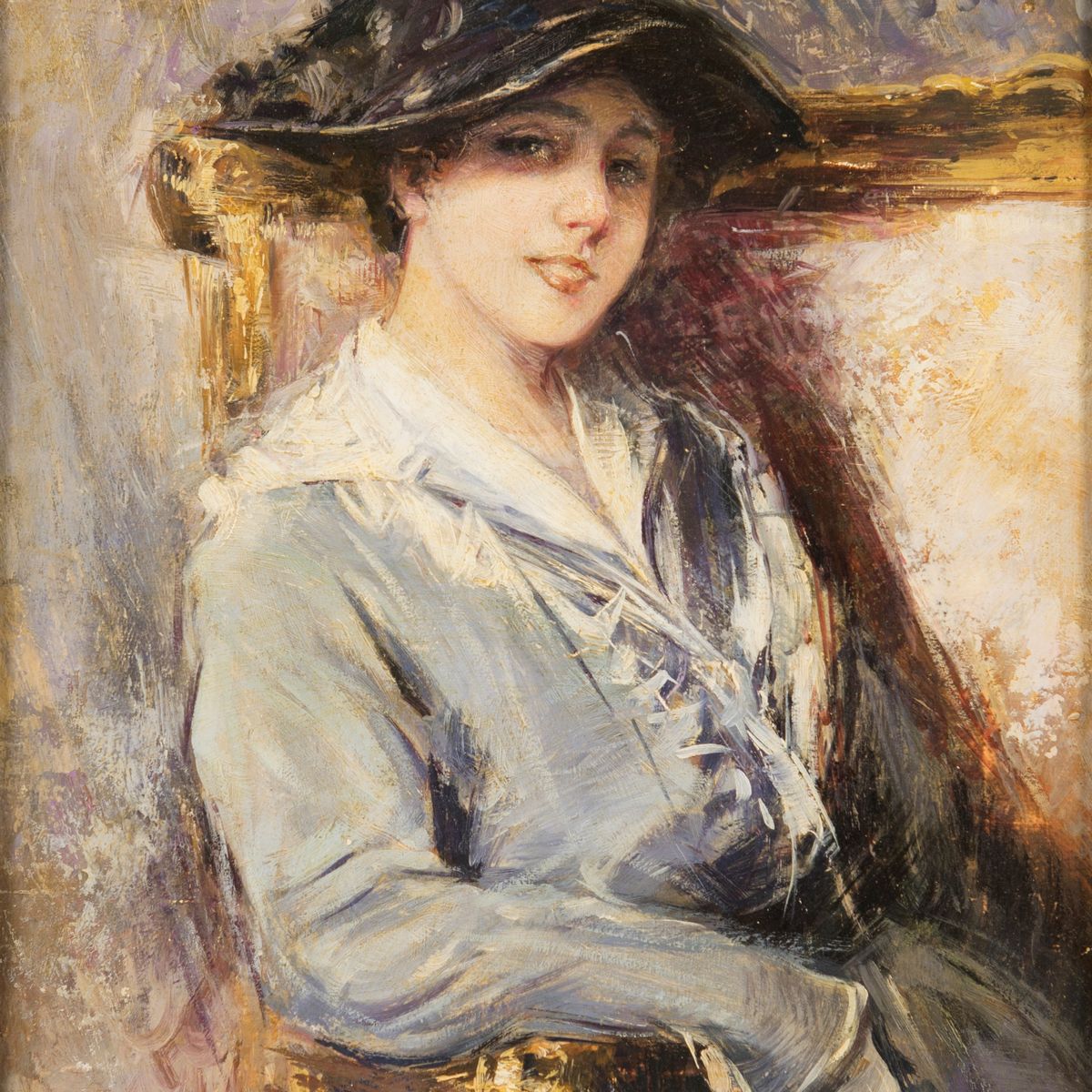 Pietro Scoppetta - Ritratto di Signora con Cappello